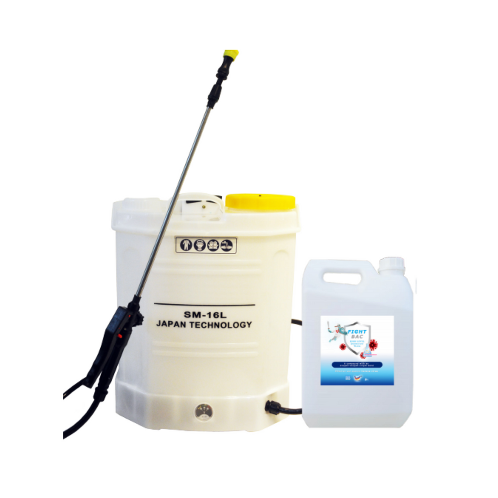 DISINFECTING SET: PRESSURE SPRAYER - 16L + FIGHTBAC HIGH LEVEL DISINFECTANT WATER - CONCENTRATION 5 L